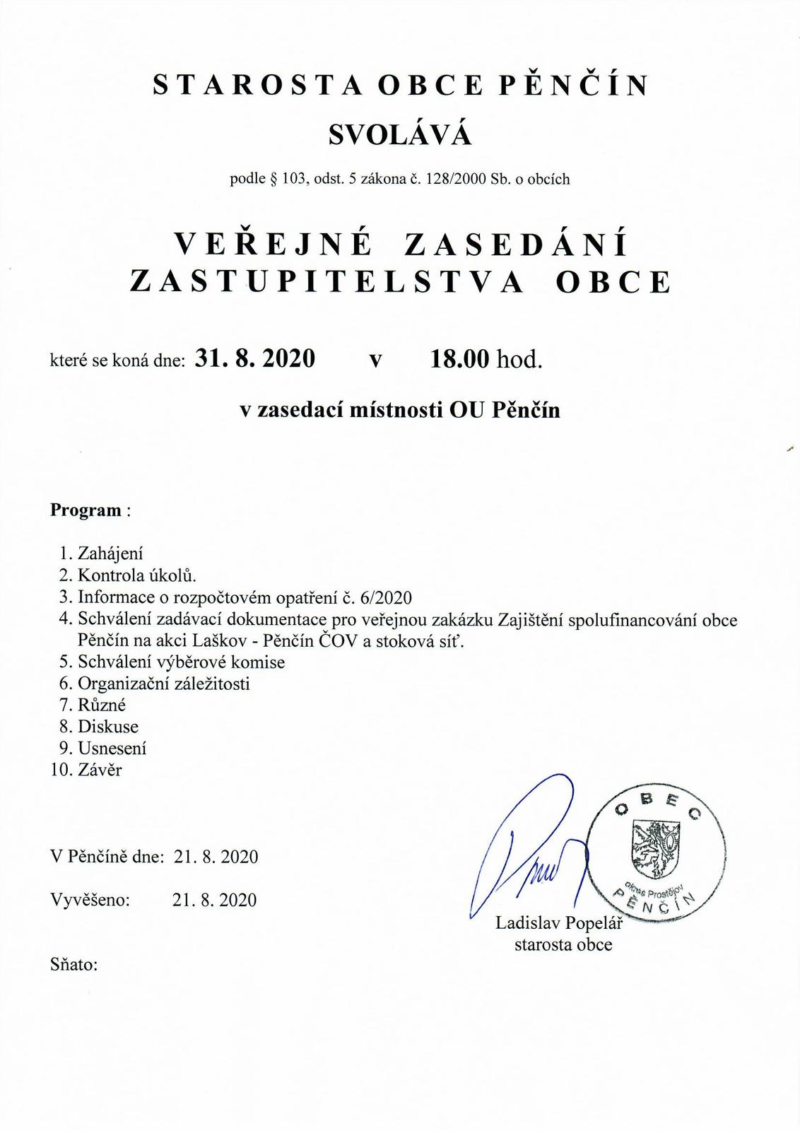 Pozvánka na veřejné zasedání ZO Pěnčín 31. 8. 2020.jpg