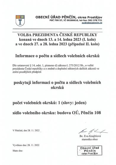 Volba prezidenta ČR 2023 - informace o počtu a sídlech volebních okrsků.jpg